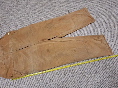 VTG Carhartt Overalls Mens 42x30 Carpenter R01 BRN Canvas Bib Double Knee USA - Picture 9 of 11