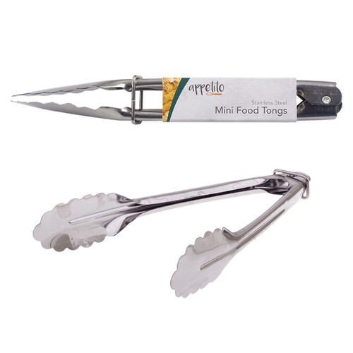 6x Appetito Stainless Steel Mini Food Tongs Home Kitchen Cooking Utensil 18cm - Picture 3 of 6