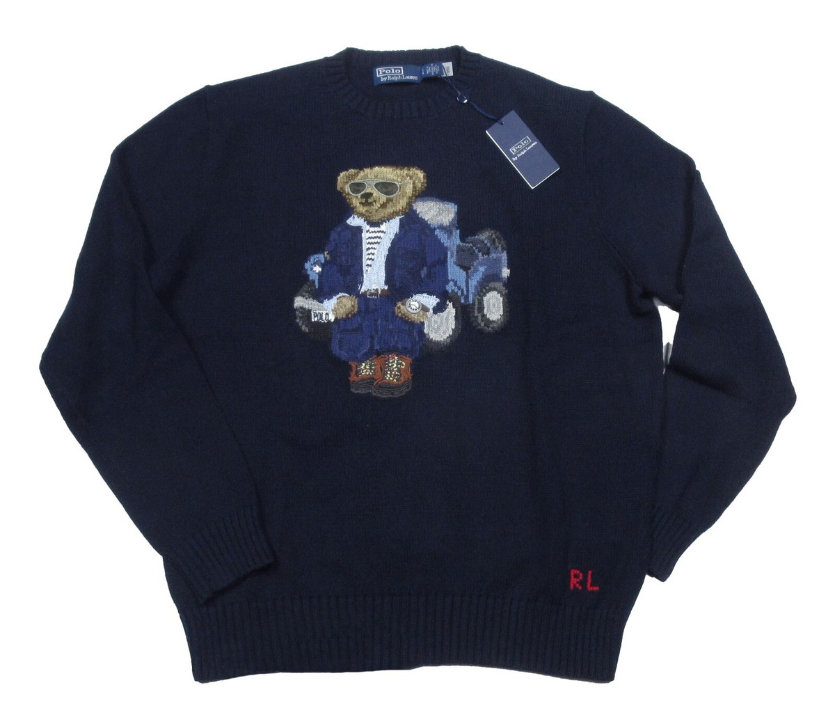 Polo Ralph Lauren Men's Aviator Navy Polo Bear Cotton Knit