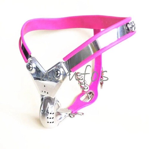 Stainless Steel Male EMCC Chastity Belt Device with Cage T-Type Underwear - Picture 12 of 31