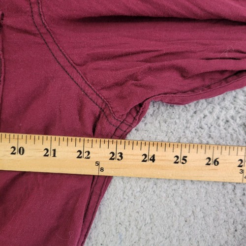 Fox Flannel Shirt Size XL Maroon Red Button Up Long Sleeve 2 Pocket Lightweight - Picture 9 of 10
