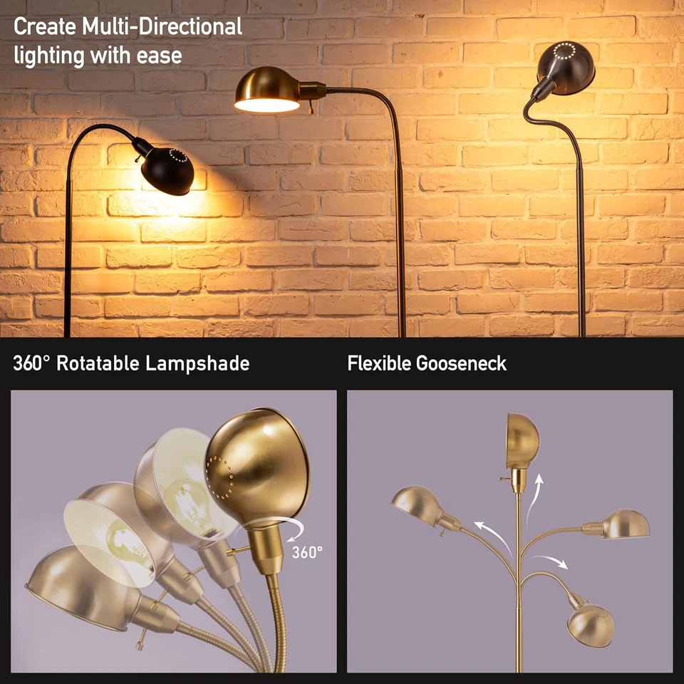 O'Bright Nova - Adjustable Floor Lamp with Flexible Gooseneck and Rotatable Shad - Image 2 of 4