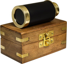 Handheld Brass Antique Telescope Spyglass with Wooden Box - Pirate Navigation 6