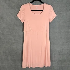 Kindred Bravely Dress Womens Small Pink Short Sleeve Bamboo Maternity Nursing