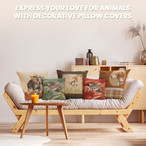 Throw Pillow Cover  - Hunting Dogs - Tapestry Woven Cushion Cover - 19x19 in New - Picture 4 of 9