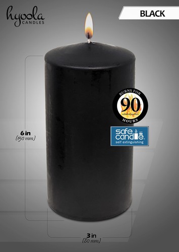 Hyoola Black Pillar Candles 3x6 Inch - 6 Pack Unscented Pillar Candles - Euro... - Bild 3 von 9