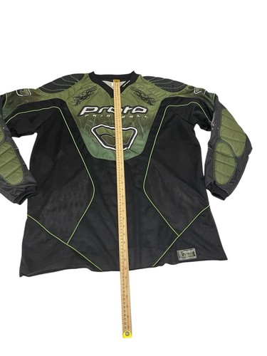 Vintage Proto Paintabll Jersey Men's Large Geen Black Padded Sleeves Y2K - Picture 2 of 11