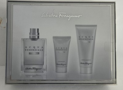 Salvatore Ferragamo Acqua Essenziale 3-Pc Set 3.4 Oz EDT Spray After Shave Wash