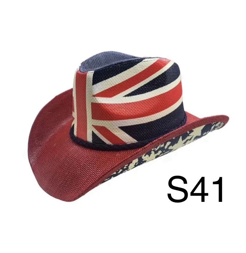 Unisex straw paper sun hat Union Jack