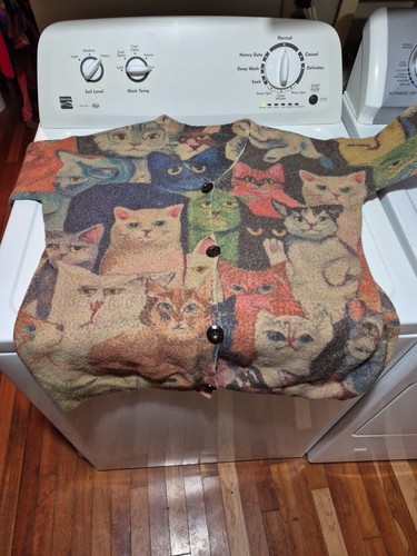 Spektakuläre Wollmischung Xl Kätzchen Katze Strickjacke Air Brushed Bezaubernd - Bild 3 von 10