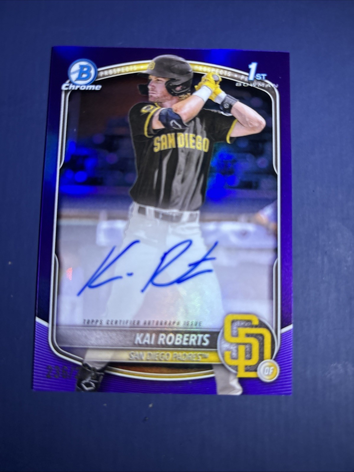 Kai Roberts 2025 Bowman Chrome Prospect AUTO True Purple /250 SP #CPAKR Padres