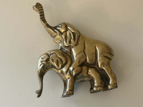 Vintage massive Messing Paarung Elefant Paare Figur glänzend Wohndeko 4 3/4" - Bild 15 von 22