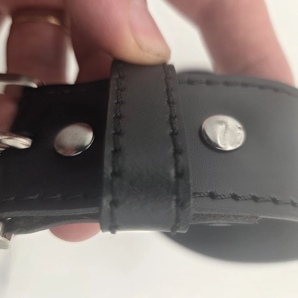 VTG Dickies Black Leather Belt Men’s Silver Logo Buckle Size 50-52 #17GD024901 - Image 3 of 4