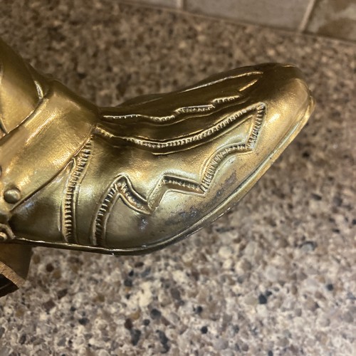 Vintage ArtBrass Giftworks Gold Brass Cowboy Boot Spur Planter Pot Vase 9" - Picture 6 of 8