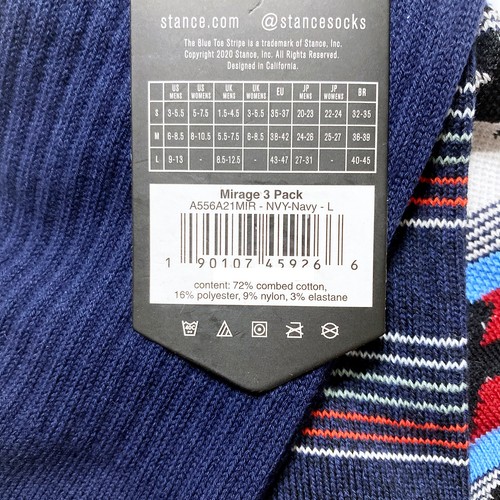 Stance Classic Crew Socks 3 pr Mens L Combed Cotton Blend Arch Support - Picture 19 of 20