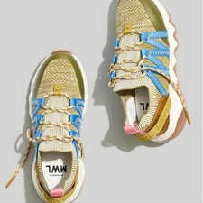 Madewell Field Knit Sneakers in Gilded Moss Sand Multi Color Size 8