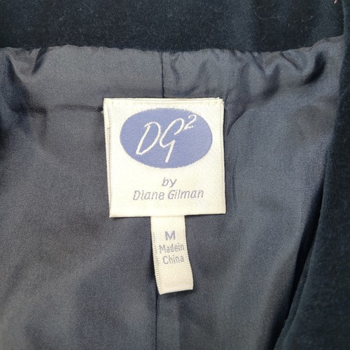 DG2 by Diane Gilman Stretch Velvet Blazer Navy Blue 2 Button Womens M - Picture 3 of 13
