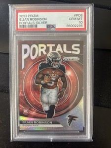 2023 Panini Prizm Portals Silver Prizm Bijan Robinson RC PSA GEM MINT 10 F