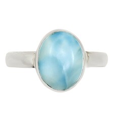 Natural Larimar Dominican Republic 925 Sterling Silver Ring s.7 Jewelry R-1001