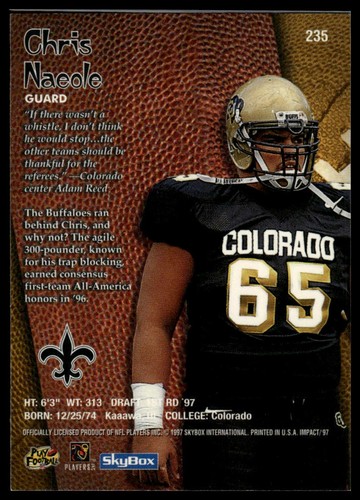 1997 SkyBox Impact #235 Chris Naeole - Picture 2 of 2