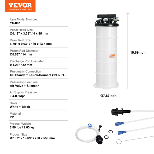 Succebuy 6.5L/15L Pneumatic/Manual Fluid Extractor with Suction Hose Oil Changer - Picture 9 of 15