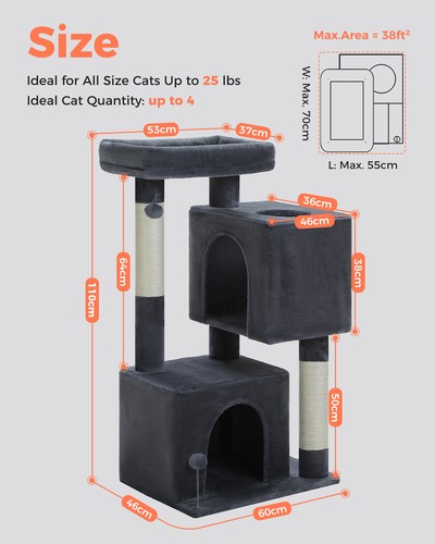 PAWZ Road Cat Tree Tower Scratching Post Scratcher with Large Condo House Beds - Picture 50 of 57