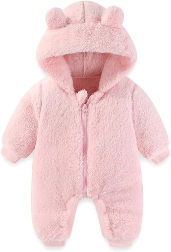 Baby Bear Outfit Suit Girls Boys Fleece Jumpsuit Romper Hooded Winter Snowsuit - Picture 18 of 22
