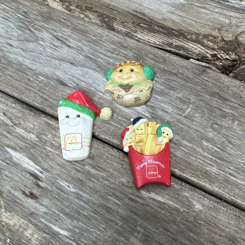 Vintage Enesco McDonald's Christmas Refrigerator Magnets Big Mac Fries Drink - Picture 1 of 7