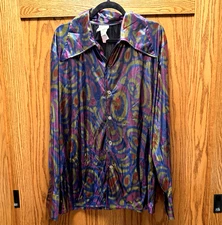 Forum Mens Disco Shirt Costume One Size Long Sleeve Disco Metallic