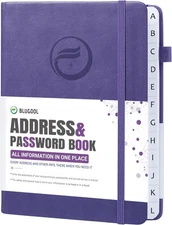 Address Book with Alphabetical Tabs, Hardcover Password Book, Address Organizer 