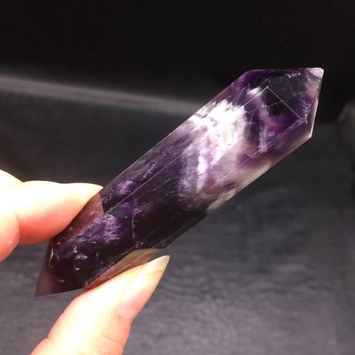 CRISTAL DE CUARZO Amatista Chevron Natural Doble Terminado Ambos Extremos Puntos de Curación - Imagen 6 de 23