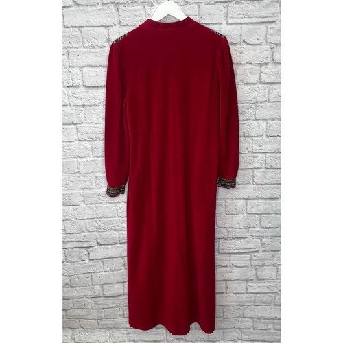 Vintage Vanity Fair Christmas Robe 1/2 Zip Red Fleece Size M Pockets Long House - Picture 8 of 8