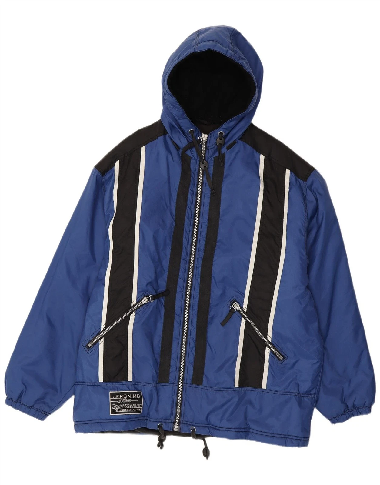 Jeronimo Mens Hooded Windbreaker Jacket UK 44 2XL Blue Colourblock Nylon CZ01