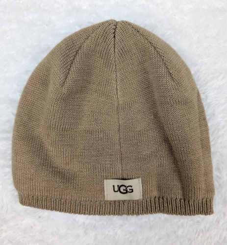 UGG Baby Beanie Hat Tan Brown Logo Knit Cap One Size OS/TU - Picture 2 of 6