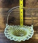 VINTAGE FENTON HOBNAIL TOPAZ BASKET URANIUM GLASS MCM