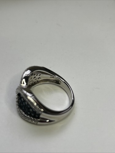 Anello 925 placcato rodiato diamante velluto blu .30ctw misura 9 - Foto 6 di 12