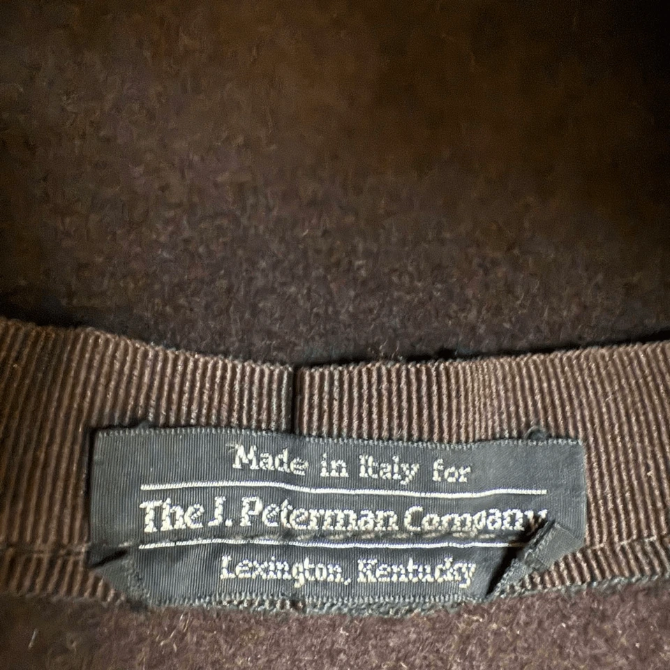 J Peterman Italia Clásico Vintage Marrón Negro Fieltro Bowler Gorra Sombrero Arco Foto 4 de 4
