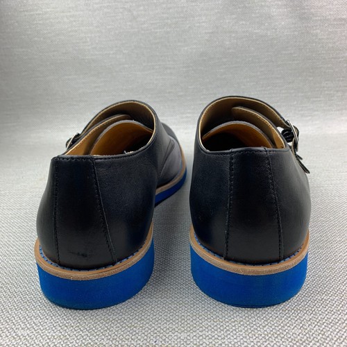 Soxy Monk Double Strap Black Leather/Gray Suede/Blue Sole Round Cap Toe Size 9 - Picture 8 of 12