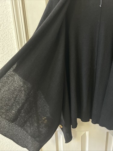 New $229 Charter Club Luxury 100% Soft Cashmere Cardigan Shawl Wrap Poncho Black - Picture 6 of 7
