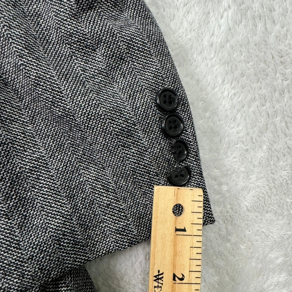 Hickey Freeman Mens 54L Gray Herringbone Tweed Wool Blazer 2-Button Preppy GUC - Image 4 of 4
