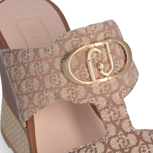 LIU-JO SA5043TX43961320 KAREN 08 - SANDAL MONOGRAM JACQUARD BISCUIT sandalo donn - Imagen 2 de 5
