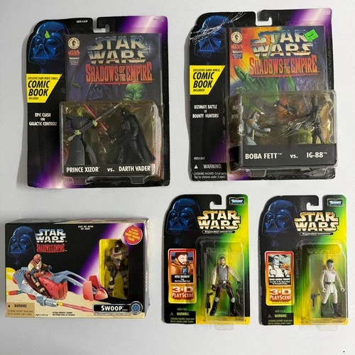 Star Wars Shadows of the Empire Lot of 5 Sealed Figures, comics, vehicle, Kenner