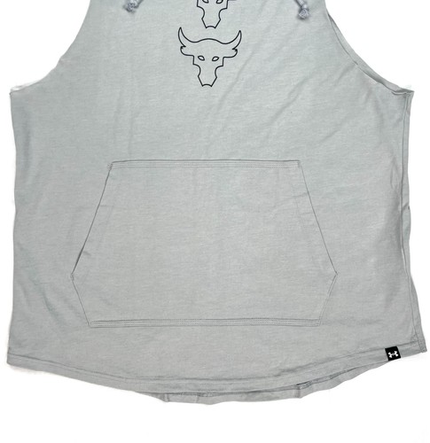 Under Armour Project Rock Payoff Sleeveless Hoodie Mens XLT Gray Logo NWT - Picture 2 of 11