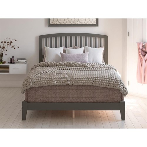 Pemberly Row King Solid Wood Panel Bed with USB Charger in Gray - Picture 3 of 6