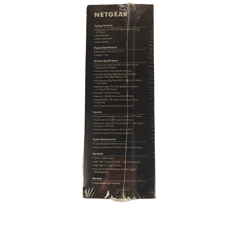 Nowy NETGEAR Nighthawk AC1900 Kabel WiFi Modem Router C7000 Sealed Box - Zdjęcie 6 z 8