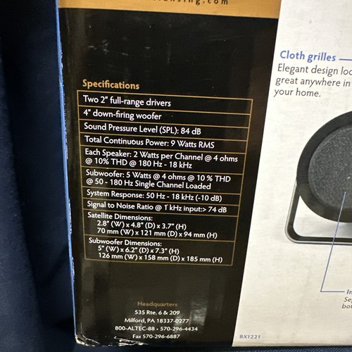 Altec Lansing Computer Speaker System with Subwoofer BX1221 New - Picture 11 of 15