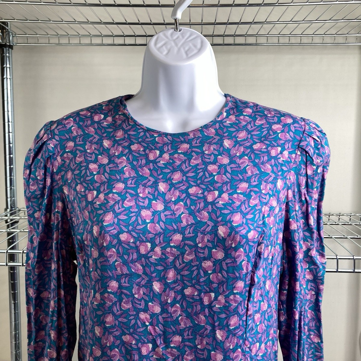 【プール　ヴィンテージ　古更紗】 Vintage Jane Schaffhausen Belle France Purple Floral Dress