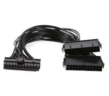 Dual PSU Power Supply 24 Pin Adapter Cable for ATX Motherboard 18AWG - 1FT