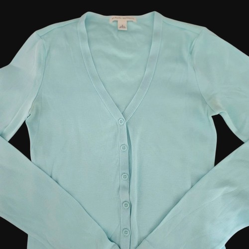 BANANA REPUBLIC LIGHT BLUE WOMEN'S CARDIGAN LIGHT WEIGHT COTTON BUTTON UP Size S - Picture 2 of 9