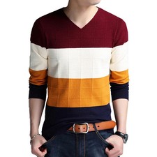 Brand-sweater Autumn Men's Long Sleeve Slim Sweaters New V-neck Fit Sweat
